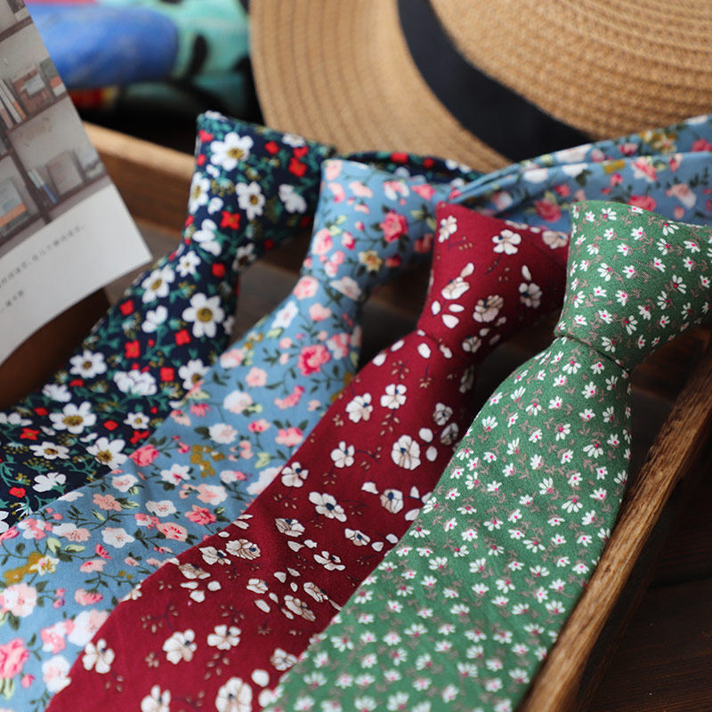 山涧阳光 复古窄款棉质印花6CM休闲小碎花领带男女新郎伴郎礼盒装,淘宝优惠券,粉丝福利购,淘宝优惠卷