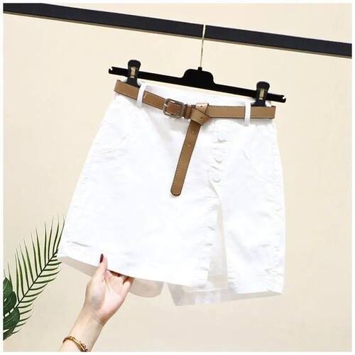 纯色休闲开叉短裤女 Solid color casual split shorts for women - 图0