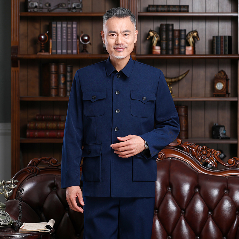 中山装男套装中老年男装老人衣服爷爷装爸爸装老式中山服春秋外套,淘宝优惠券,粉丝福利购,淘宝优惠卷