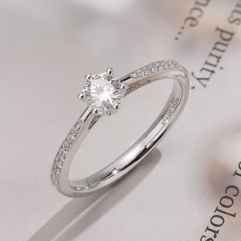 VINCARRY 18K gold cultured diamond six-prong ring
