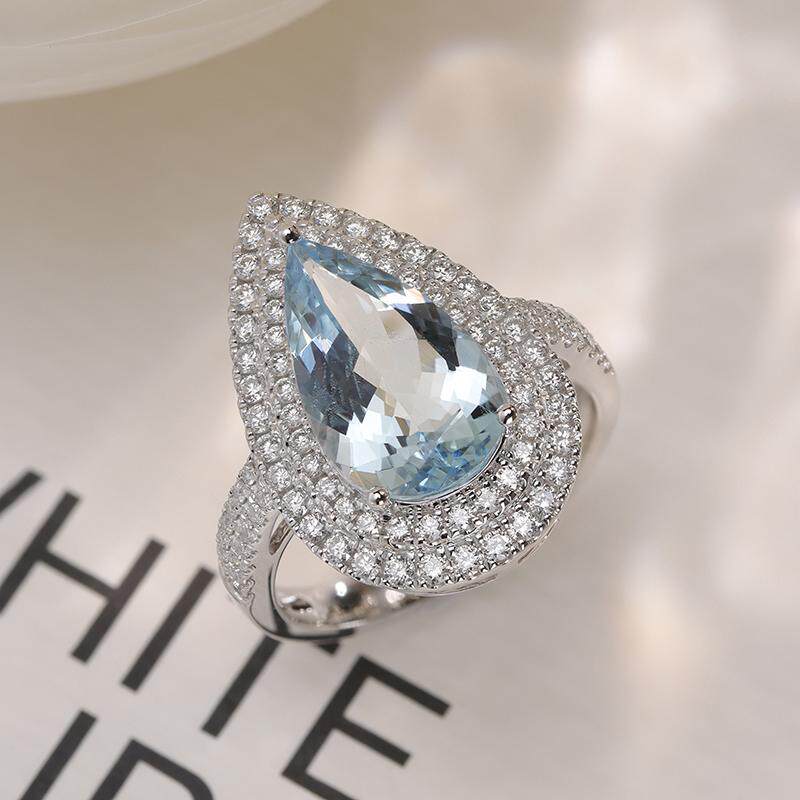 18K gold sapphire ring exquisite gift