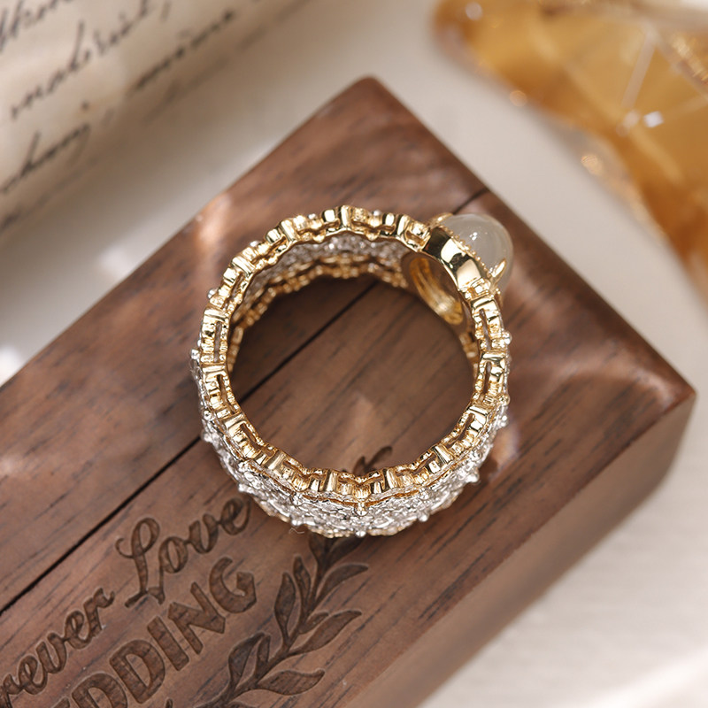 VINCARRY 18K gold cultured diamond ring, artificial gemstone inlaid with artificial gemstone, advanced custom design
