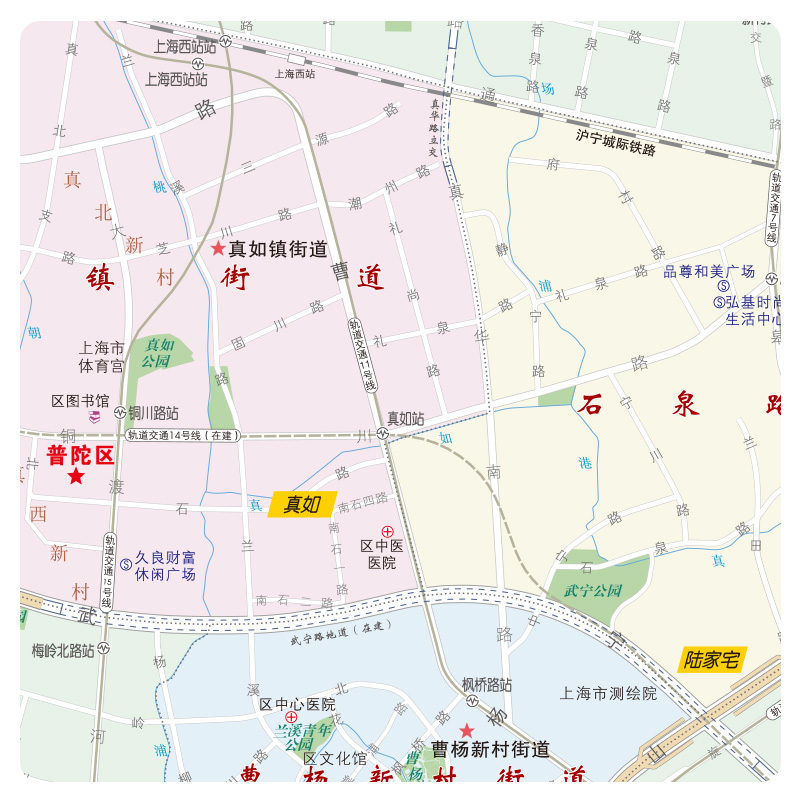 【正版新货】2021新版上海市区图系列普陀区地图上海市普陀区地图交通旅游图上海市交通旅游便民出行指南城市分布情况-图2