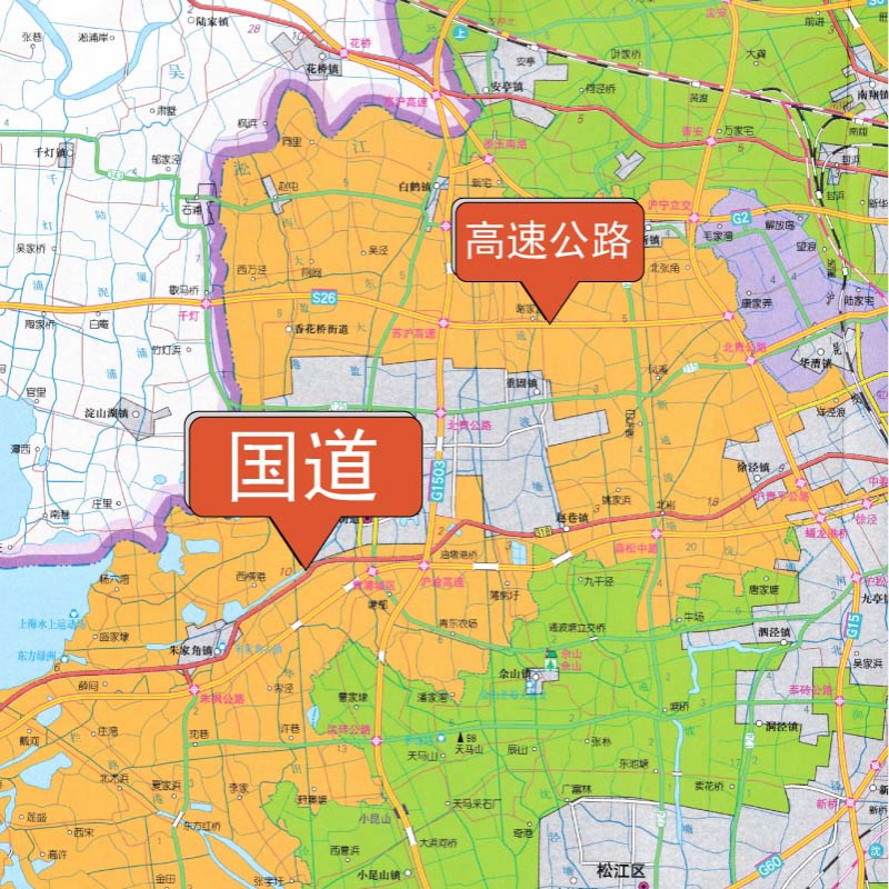 上海市地图 2025新 高清印刷 折叠便携 城市交通路线行政区化 黄浦静安浦东新区 约106*75厘米 星球地图出社 正新 - 图0