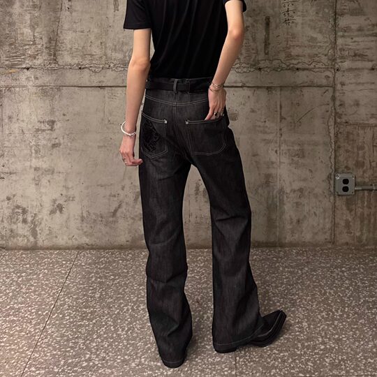 EchoForge Trousers Embroidered Versatile Commuting Raw Cow