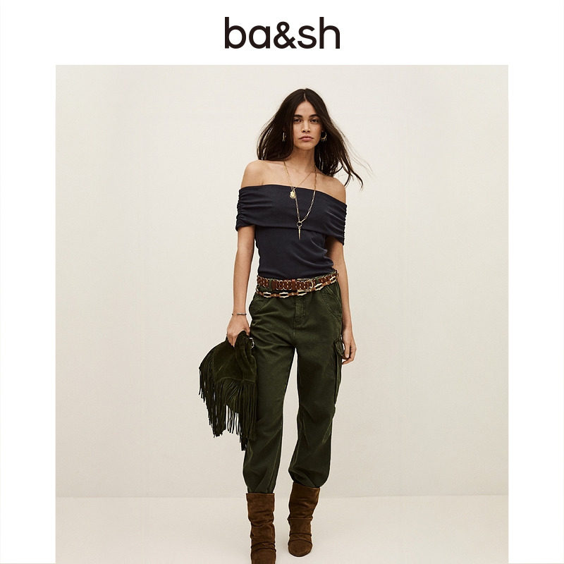 bash2026新款春季法式气质女露肩上衣简约纯色一字肩T恤1E26BENE,淘宝优惠券,粉丝福利购,淘宝优惠卷