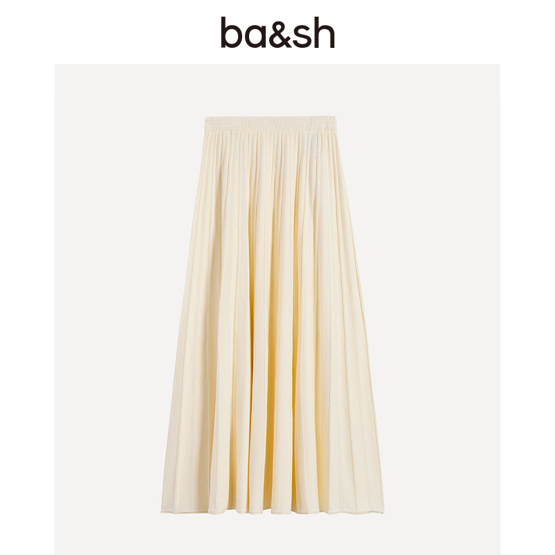 bash2025新款秋季法式优雅气质半裙休闲百褶a字半身长裙1H25SIND - 图0