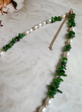 天然淡水珍珠项链珍珠透辉石中性