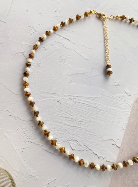 手工项链天然项链贝壳虎眼锁骨链