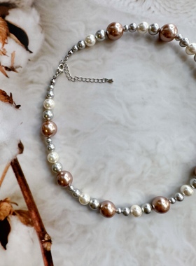 百搭珠项链真多麻贝珠女