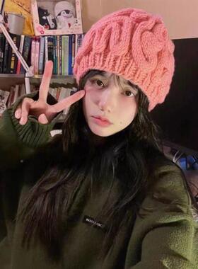 脑子针织毛线帽花帽搞怪