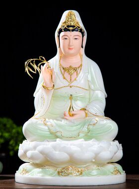 汉白玉观音佛像观世音菩萨12/16/19/26寸空心实心供奉观音娘娘