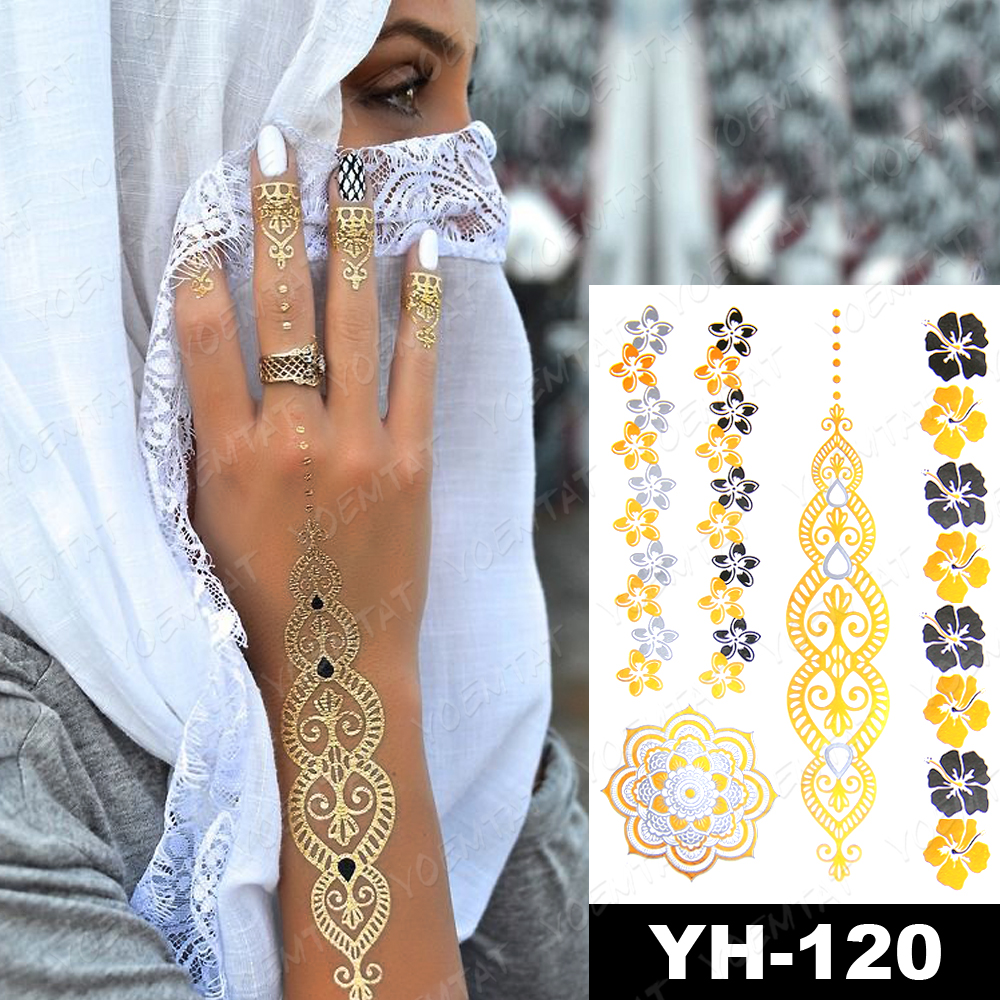 Waterproof Temporary Tattoo Sticker Flowers Mandala Henna Go - 图1