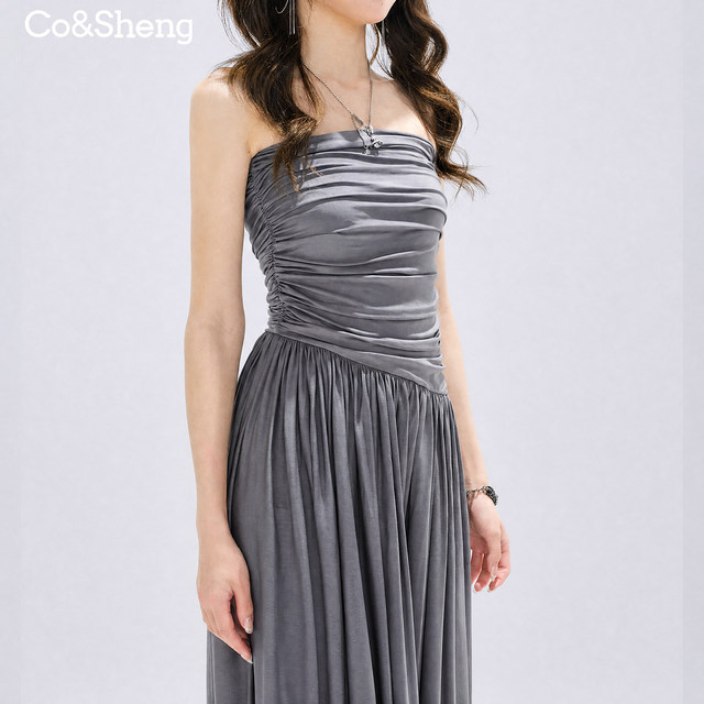Reborn petite ຄຸນນະພາບສູງທໍ່ເທິງ pleated skirt ຍາວ