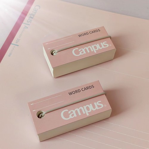 珊瑚粉日本kokuyo国誉英语单词本高中生记忆卡片随身便捷式campus活页绑带口袋本化学方程式扣环式空白 - 图0