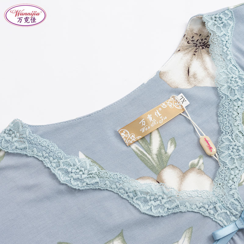 万霓佳莫代尔轻薄夏季蕾丝花卉睡裙 万霓佳睡裙