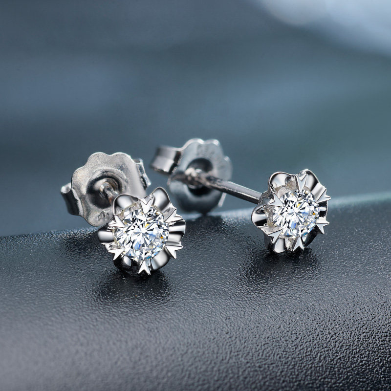 我爱钻石网雪花钻石女单钻结婚耳钉 我爱钻石网耳饰