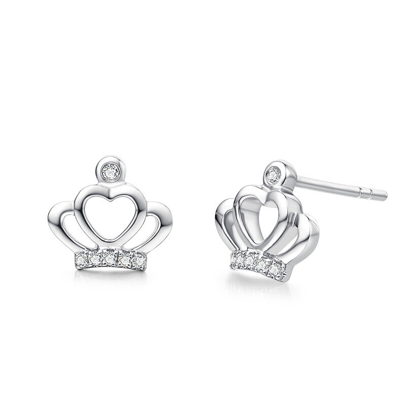 我爱钻石网小皇冠18k金钻石耳钉 我爱钻石网耳饰