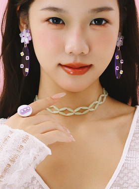 蒜了绿色几何项链女款新中式首饰锁骨链饰品配饰项圈设计感颈链