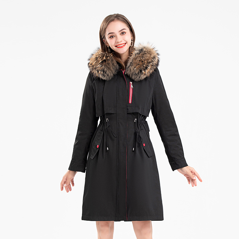 派克服女2020冬新款大衣长款休闲 魅影兰卡皮草