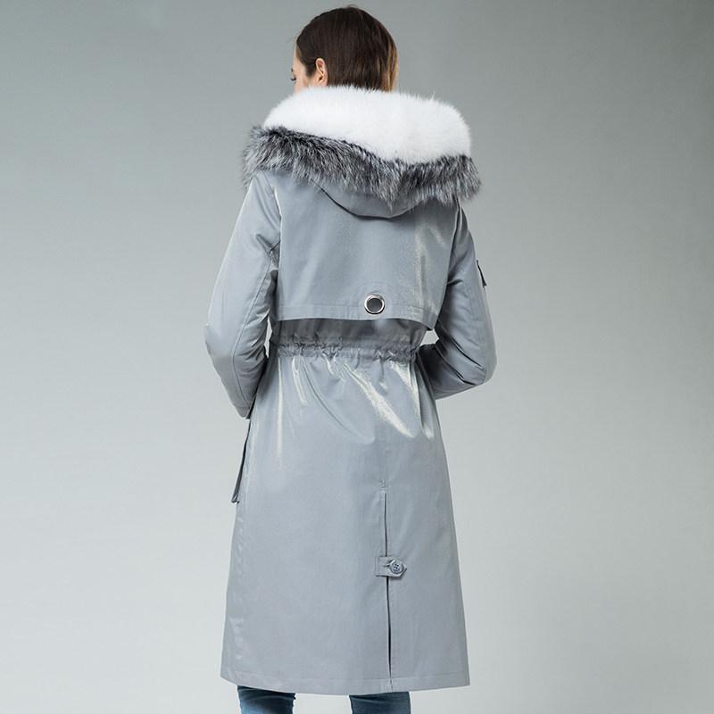 反季派克服女2020冬款大衣狐狸毛领 魅影兰卡皮草