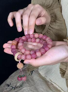 菩提手串乌梅子酱樱花粉古风菩提手串双圈手持手链直播爆款