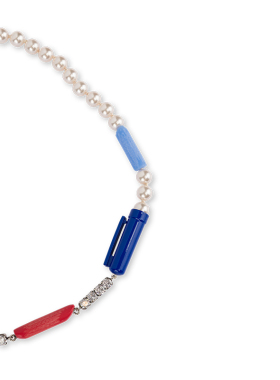 【礼物低至5折】Moschino/莫斯奇诺  女士珍珠钻石混搭装饰项链