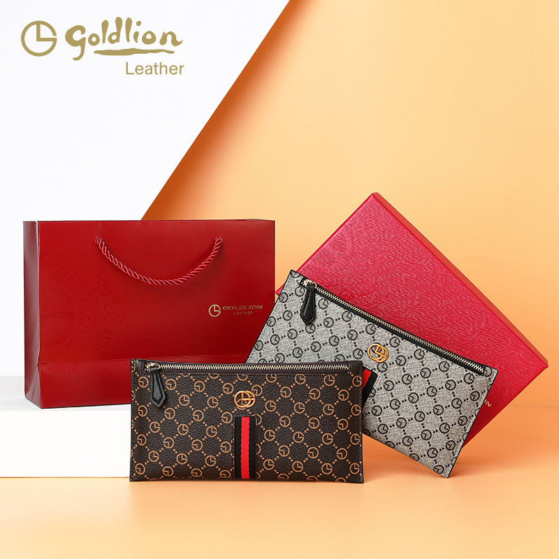 金利来2020印花手拿包长款复古女包 金利来一品仓钱包