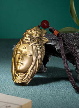 黄铜善财龙女手把件装饰品