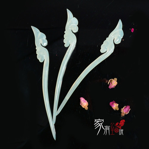 天然岫玉玉石发簪祥云如意玉簪子汉朝服饰配件母亲节礼物 天然岫玉玉石发簪祥云如意玉簪子汉朝服饰配件母亲节礼物