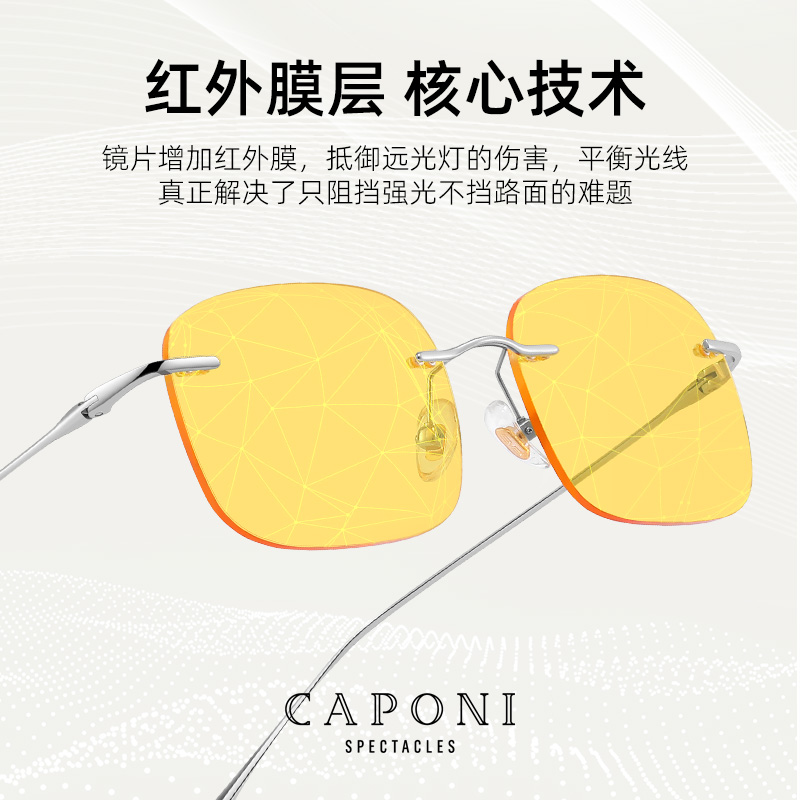 CAPONI夜视镜开车专用女防远光灯偏光超轻无框夜间晚上变色驾驶镜 - 图1