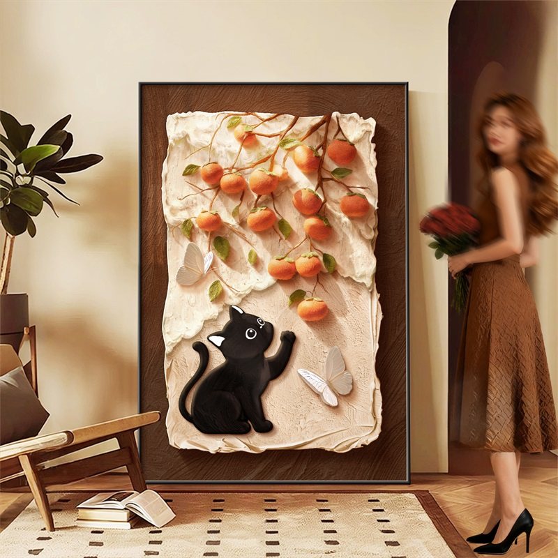 中古风装饰画玄关客厅画玫瑰猫咪复古高级感落地画沙发背景墙挂画,淘宝优惠券,粉丝福利购,淘宝优惠卷