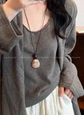 中式复古晕染长款项链女2026新款