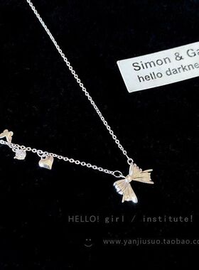 韩系闪锆蝴蝶结choker项链女高级