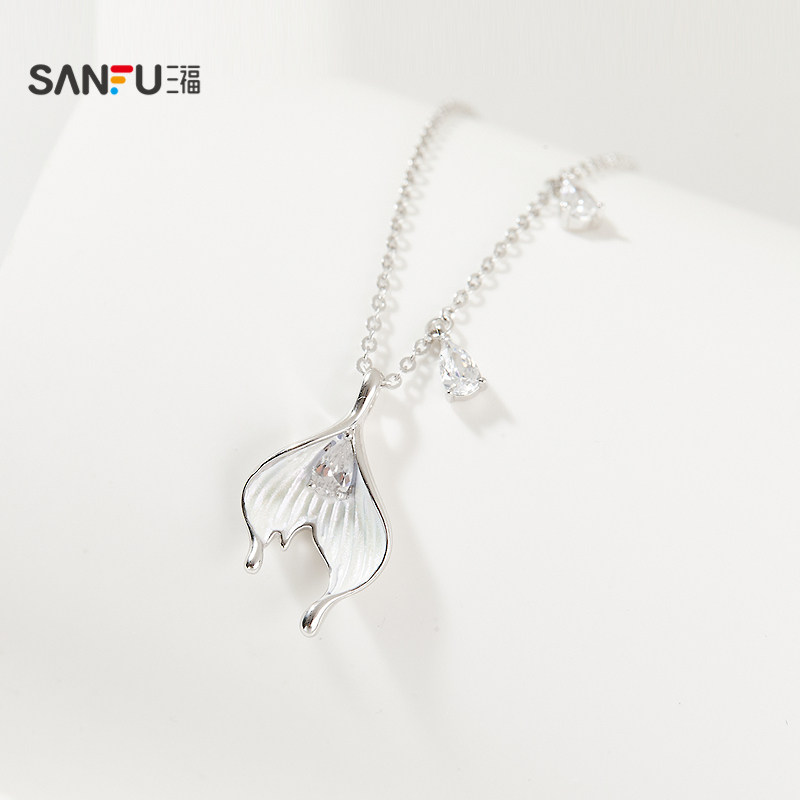 三福925银涂漆花园短项链单条 优雅气质首饰配饰链条,淘宝优惠券,粉丝福利购,淘宝优惠卷