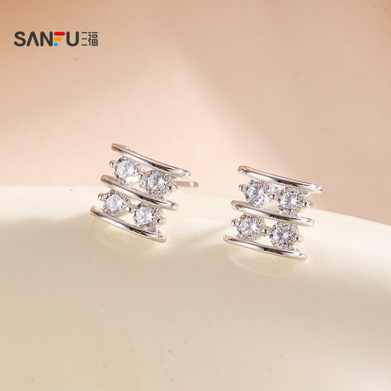 三福925银立体星闪耳钉一对 时尚炫酷首饰配饰耳环852597,淘宝优惠券,粉丝福利购,淘宝优惠卷