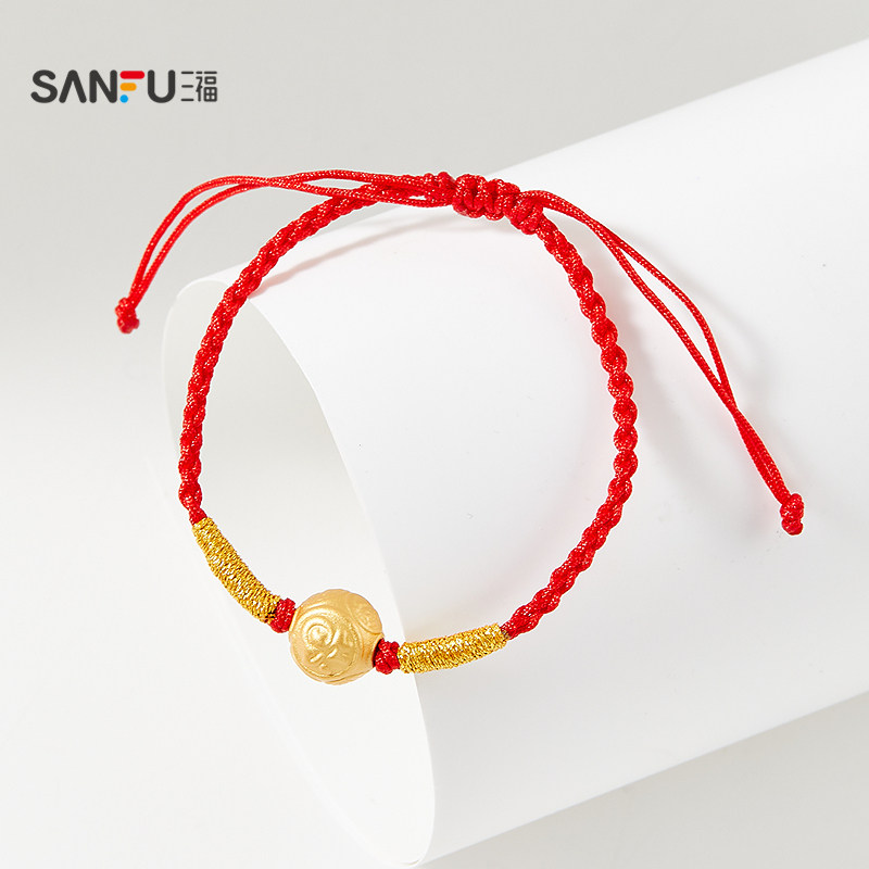 三福925银红绳寓意手链单条 新中式编织饰品配饰首饰492592,淘宝优惠券,粉丝福利购,淘宝优惠卷