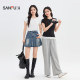 ເສື້ອຍືດແຂນສັ້ນ Sanfu slim ສີແຂງຂອງແມ່ຍິງ 2026 ລະດູຮ້ອນໃຫມ່ ເສື້ອທີເຊີດຄໍ raglan ແບບງ່າຍດາຍສໍາລັບແມ່ຍິງ