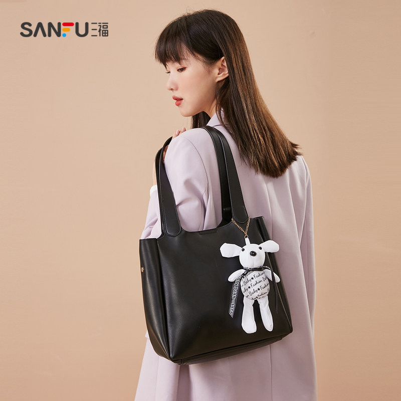 三福2021新款复古百搭包包女斜挎包 三福服饰女士包袋