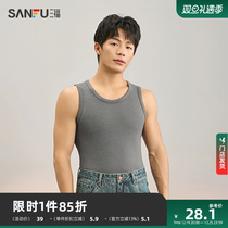 Sanfu mens winter fiber velvet vest base beating bottom soft round collar warm mens underwear 822184