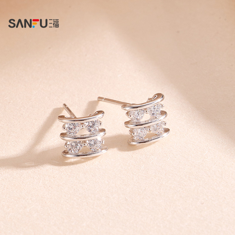 三福925银立体星闪耳钉一对 时尚炫酷首饰配饰耳环852597,淘宝优惠券,粉丝福利购,淘宝优惠卷