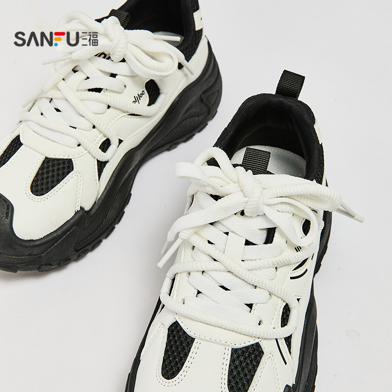 三福运动鞋女秋季校园休闲户外透气老爹鞋厚底圆头女鞋844689,淘宝优惠券,粉丝福利购,淘宝优惠卷