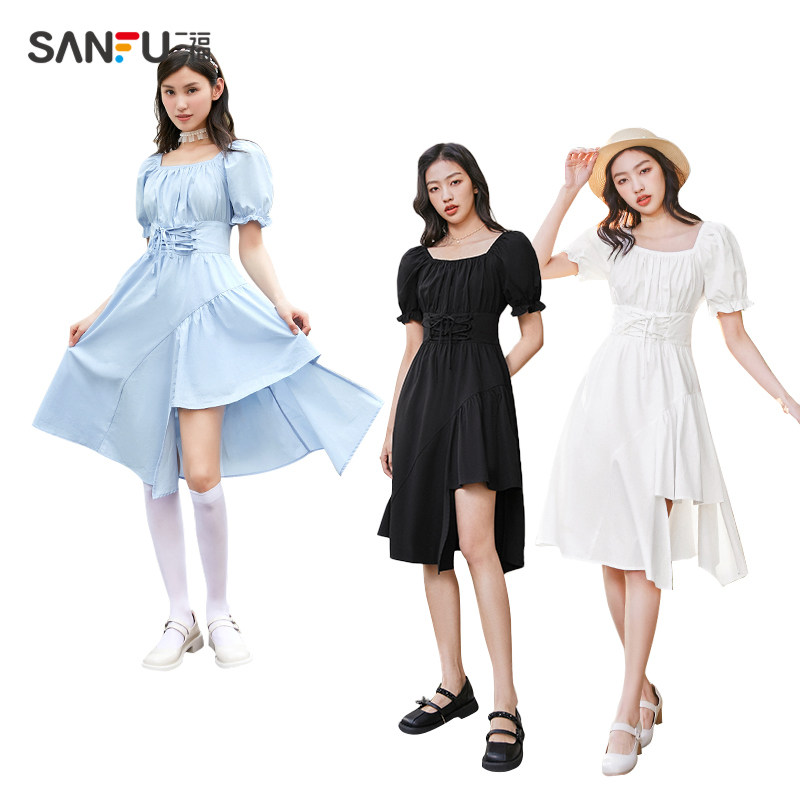 三福连衣裙2022夏季法式仙女裙子 三福服饰连衣裙