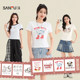 ເສື້ອຍືດສັ້ນຂອງແມ່ຍິງ Sanfu 2026 ລະດູຮ້ອນໃຫມ່ທີ່ນິຍົມ kitten ທີ່ຫນ້າຮັກວ່າງຄໍສີຂາວແຂນສັ້ນເຄື່ອງນຸ່ງຫົ່ມຂອງແມ່ຍິງ
