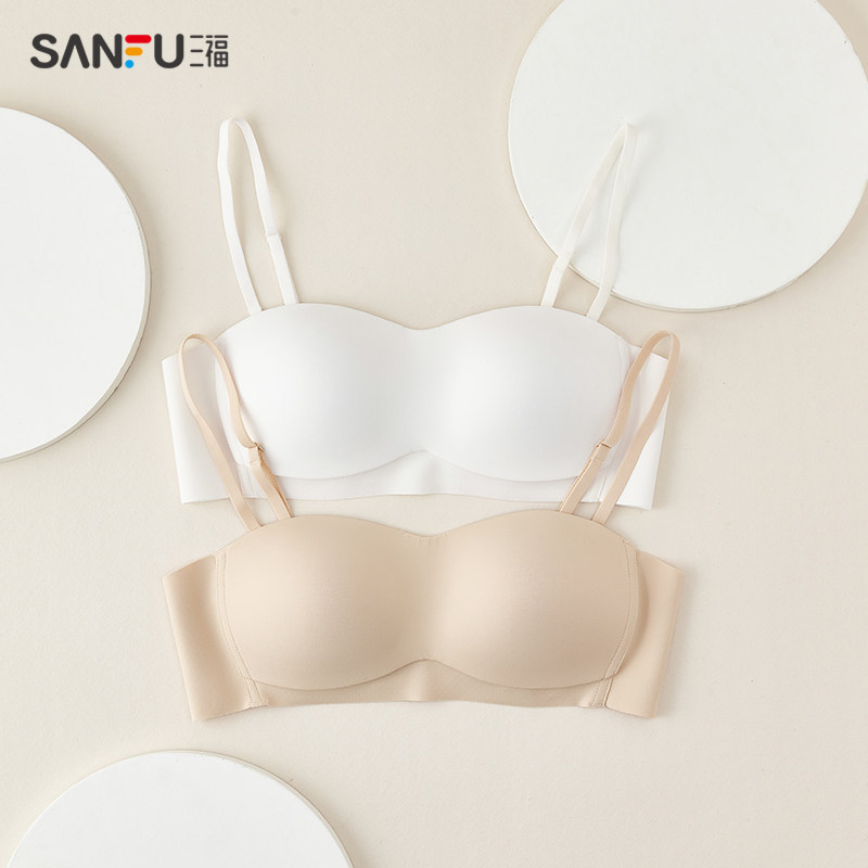 三福防走光女无感光面可拆肩带裹胸 三福服饰文胸