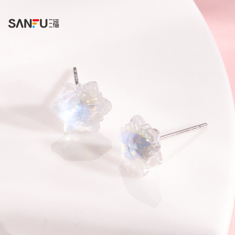 三福925银基础彩彩耳钉一对 清新时尚气质首饰配饰耳环852394,淘宝优惠券,粉丝福利购,淘宝优惠卷