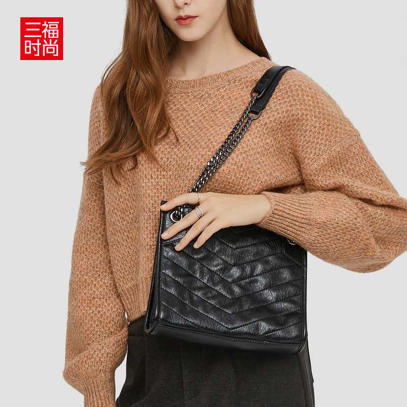 419735 2019 三福 女冬韩版经典纯色斜纹大容量单肩包通勤女包 419735 2019 三福 女冬韩版经典纯色斜纹大容量单肩包通勤女包