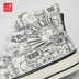 Sanfu 2019 nữ mùa thu ba Fujun vui nhộn graffiti minh họa chung giày vải cao cấp giày nữ 780933 - Plimsolls Plimsolls