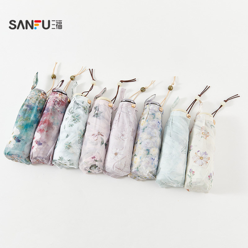 Sanfu double-layer texture 50% fold umbrella new Chinese style daily use sunny or rainy parasol 852704