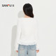 Sanfu women's autumn slightly loose pleated button lace single clothes, casual bottoming, long-sleeved top 504758